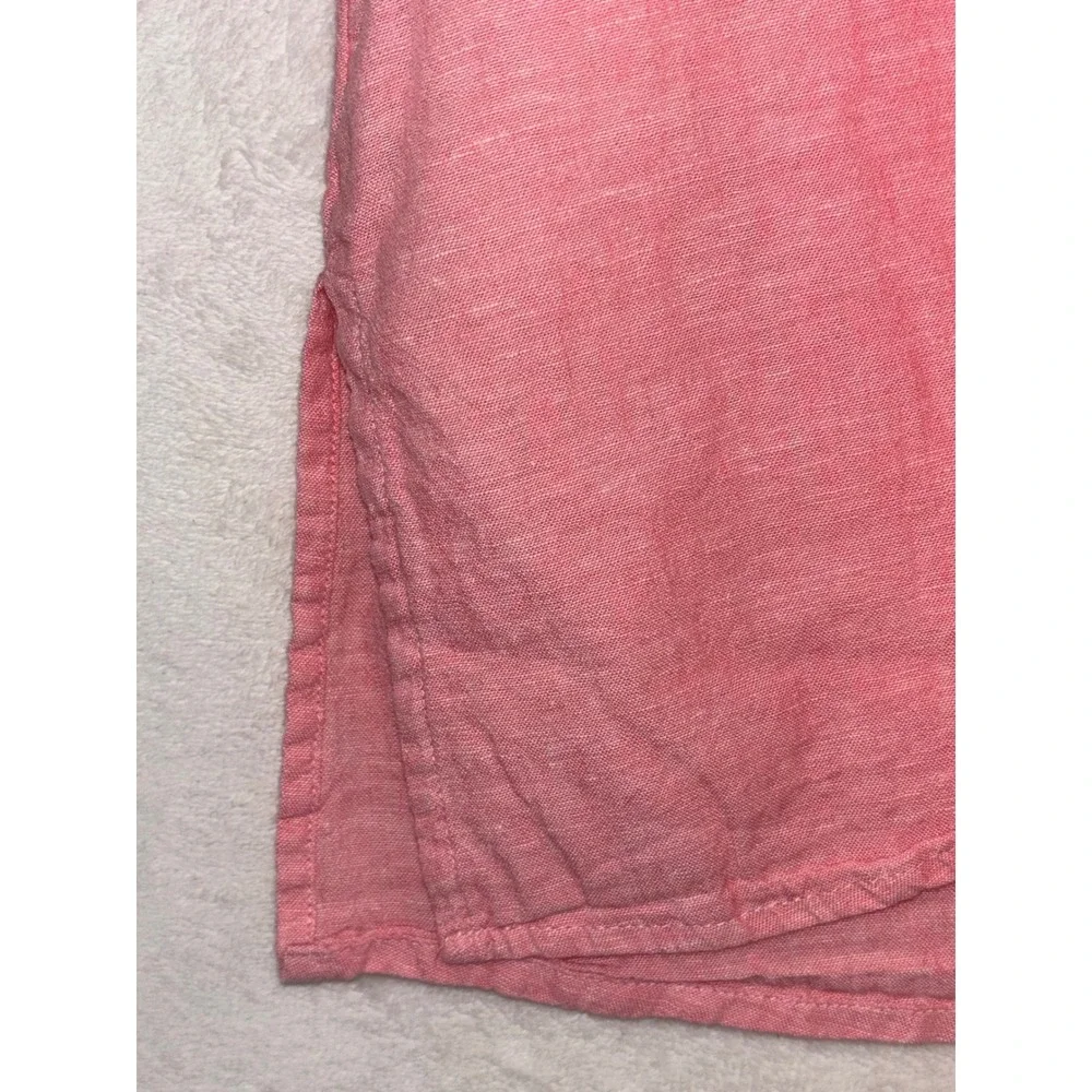 CATHERINES Linen Button Down Shirt Pink Long Sleeve Womens Pink‎ Cotton 3/4 3X